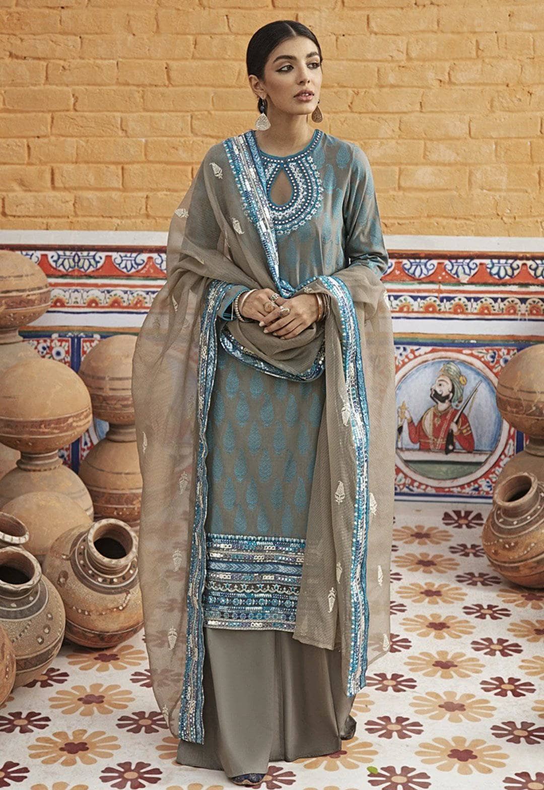 Cross Stitch Lawn Pakistani Suits Cross Stitch Rimjhim Eid Lawn/BARG-E FEROZ B