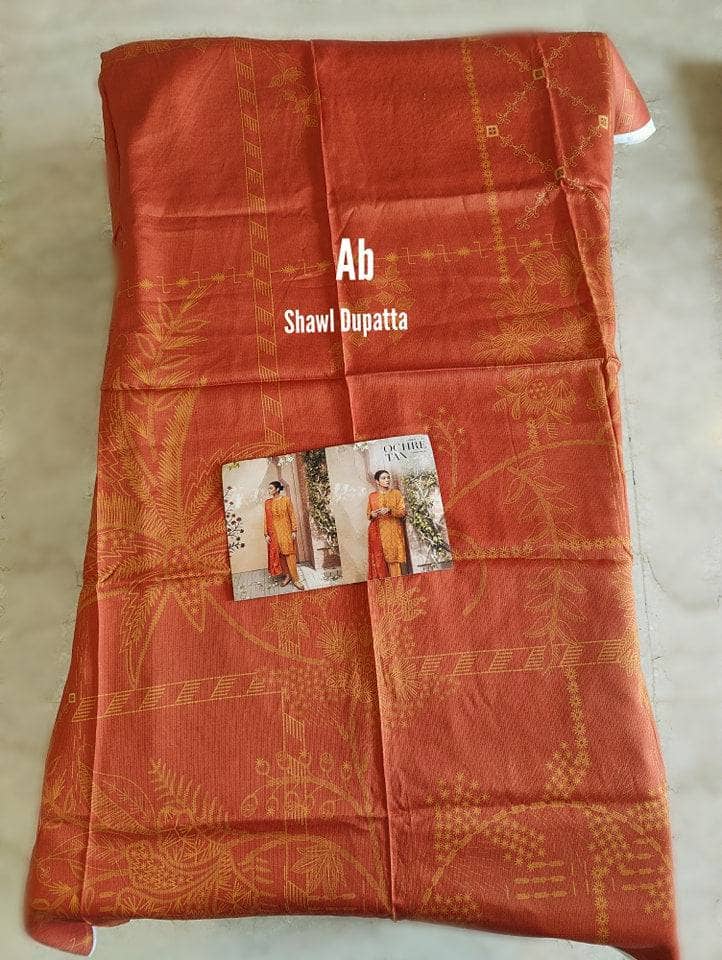 Open Pic/Cross Stitch Winter Edit 1/AMBER GLOW-3PC- PRINTED KHADDAR
