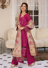 Restocked/Elaf Festive Chikankari Lawn/ELC-11 HOT PINK