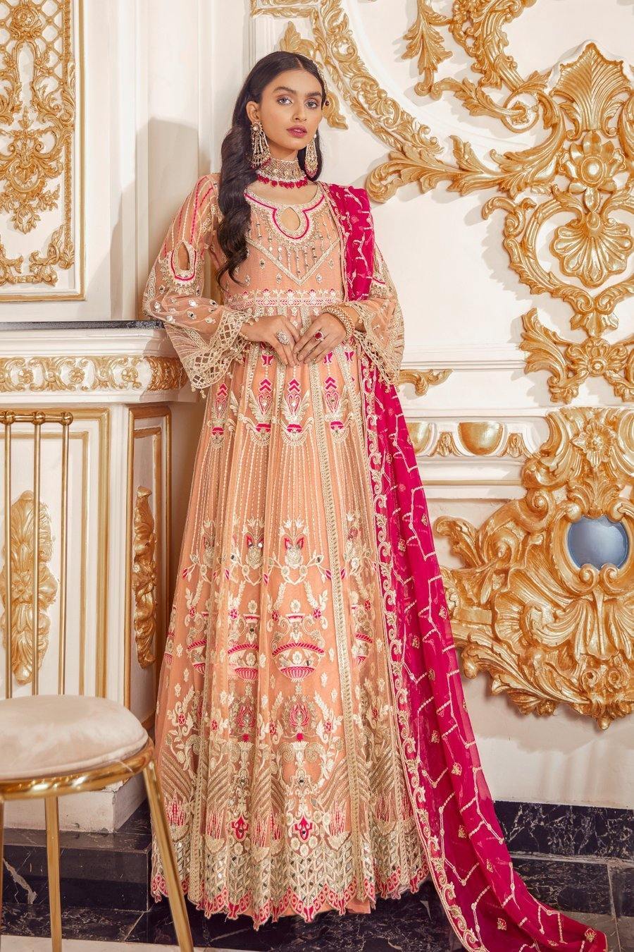 Emaan Adeel Belle Robe Chiffon/BR-04 BERRY SORBET - AWWALBOUTIQUE