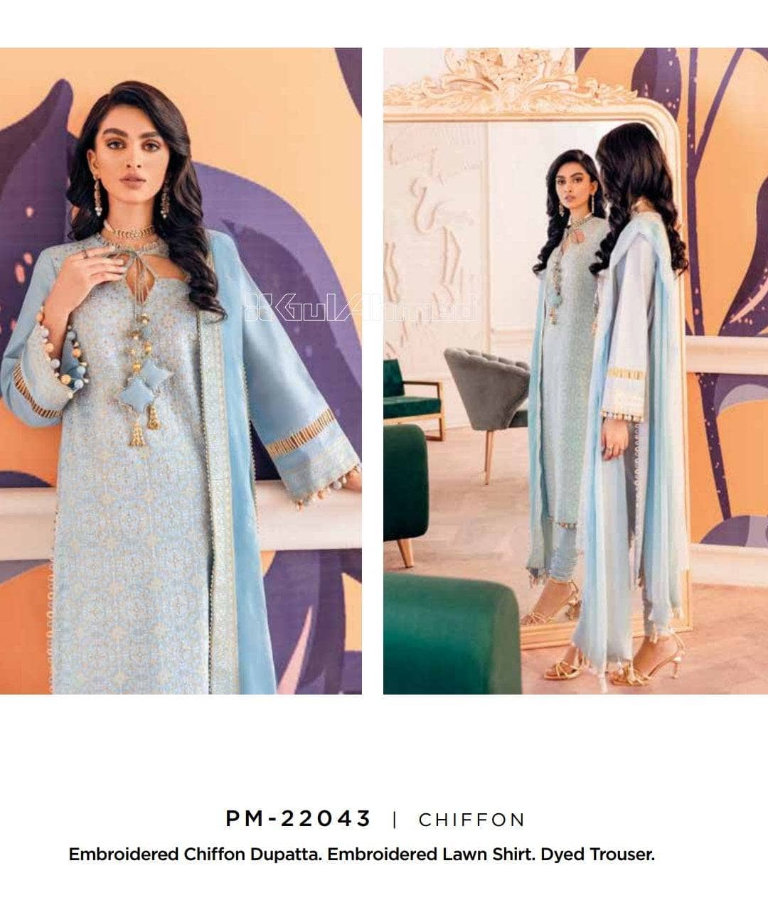 Gul Ahmed Summer Premium 22/Shirt Dupatta Bottom /PM 22043