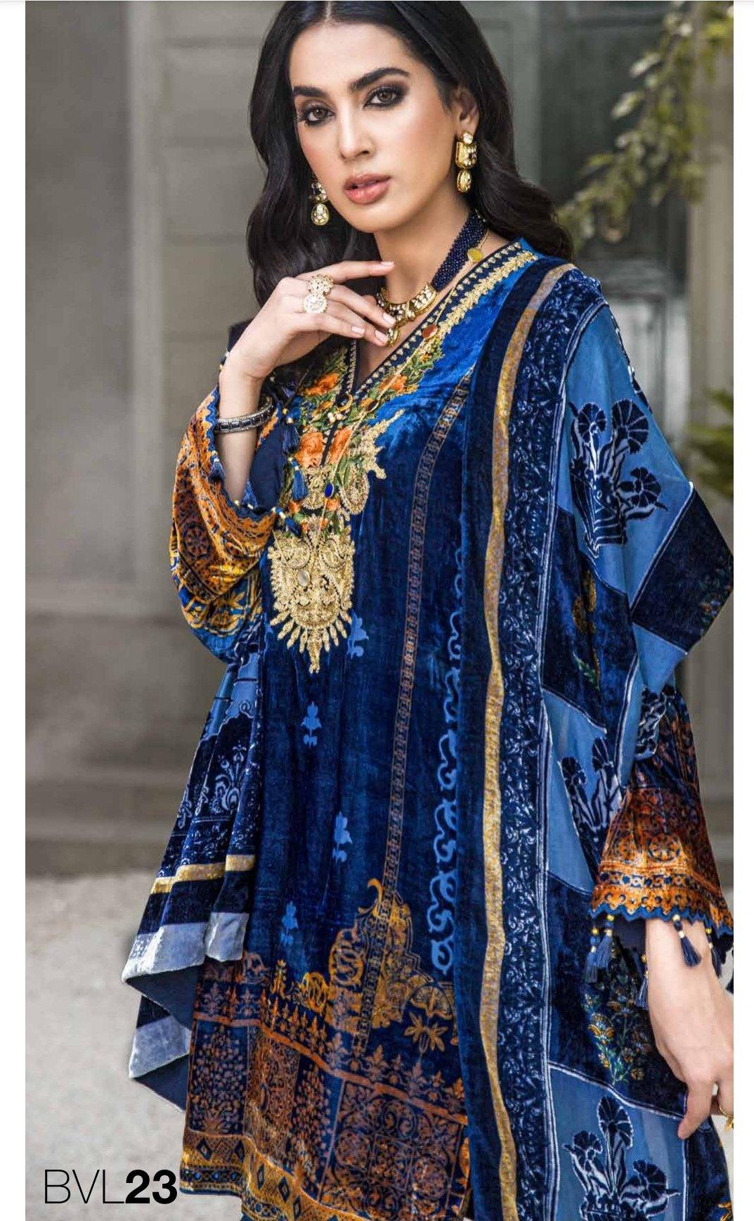 Restocked/Gul Ahmed Colours of Winter/Velvet/BVL23 - AWWALBOUTIQUE