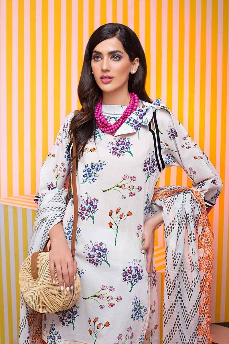 Gul Ahmed Cambric Collection 2019 – 3 PC Schiffli Embroidered Cambric – CBE-108