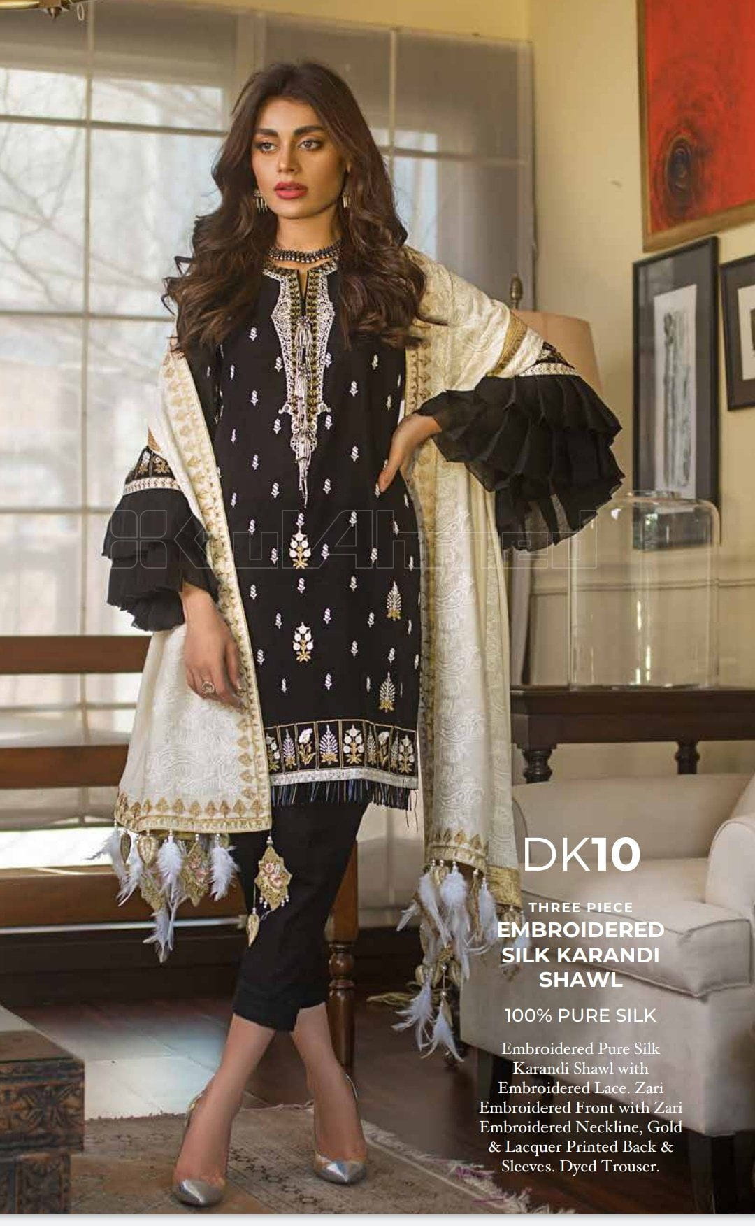 Gul Ahmed Winter Collection/DK Series/3Pc/DK 10/Silk Karandi Shawl