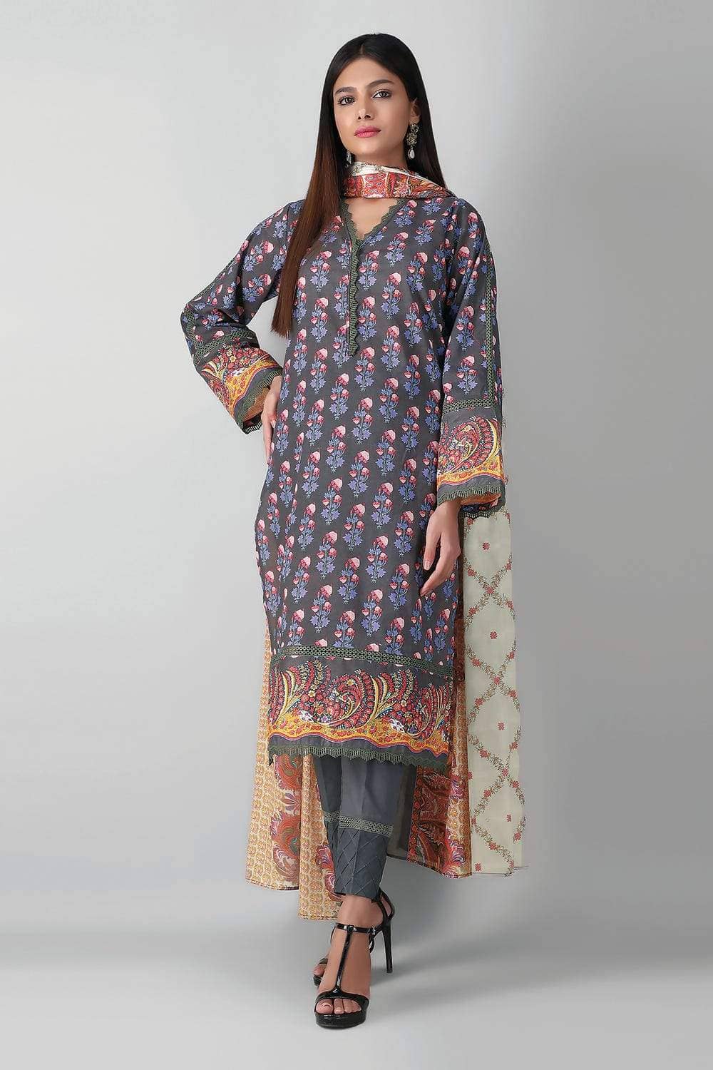 Khaadi Lawn Pakistani Suits Khaadi Lawn/Kameez Dupatta Bottom/A21361