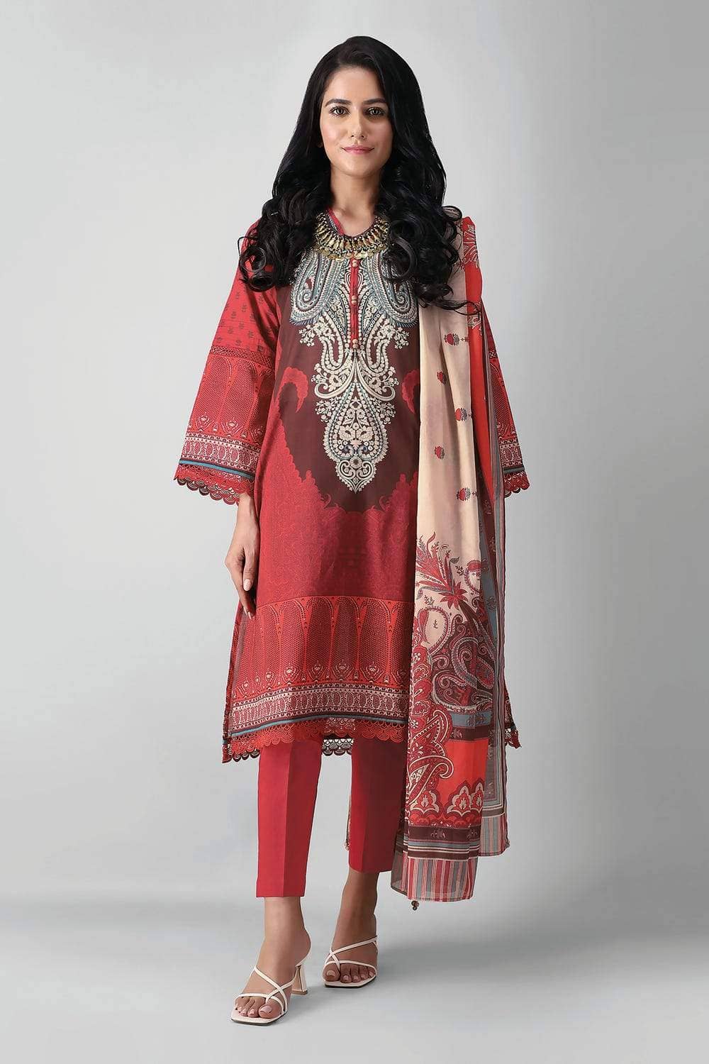 Khaadi Lawn Pakistani Suits Khaadi Lawn/Kameez Dupatta Bottom/A21363