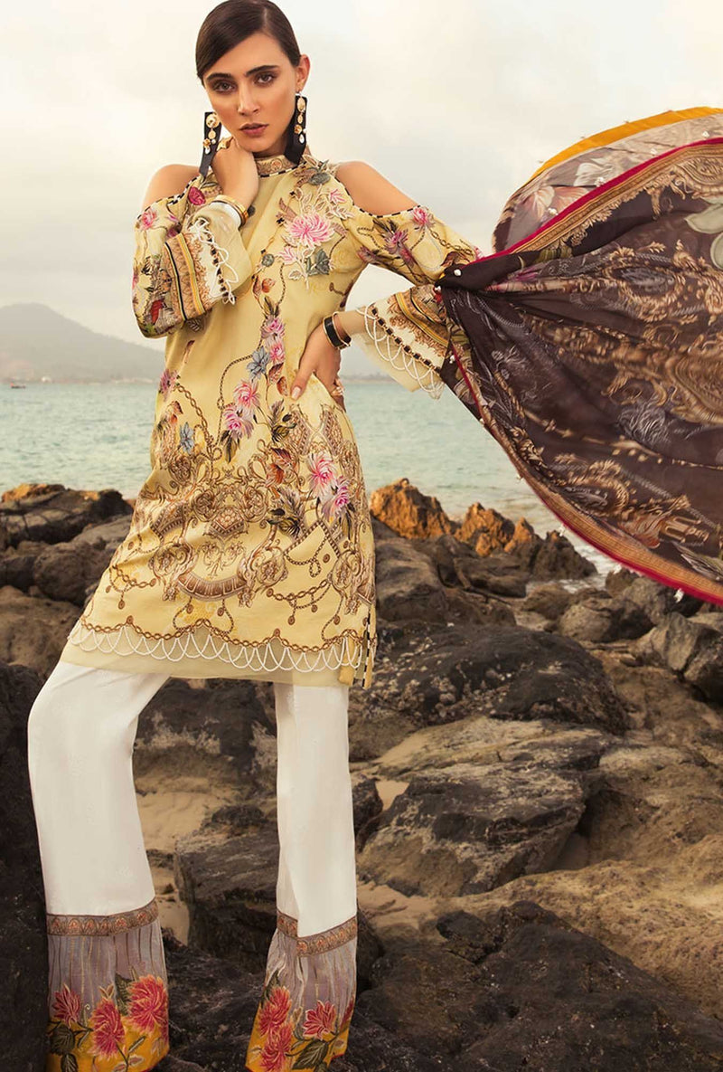 Noor by Saadia Asad Luxury Lawn Collection/ 06A YELLOW