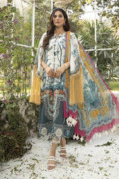 Printed lawn shirt Cambric trouser Chiffon printed dupatta Embroidered ghera patti