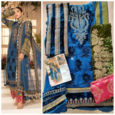 Restocked/Maria B Mbroidered/Blue Olive green with deep Coral Pink (BD-2104)