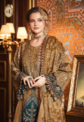 Restocked/Maria B Mbroidered Wedding Edition/Mustard (BD-2001) - AWWALBOUTIQUE