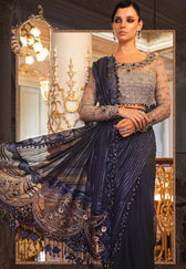 Restocked/Maria B Mbroidered Wedding Edition/Ink Blue and Coffee (BD-2004) - AWWALBOUTIQUE