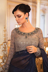 Restocked/Maria B Mbroidered Wedding Edition/Ink Blue and Coffee (BD-2004) - AWWALBOUTIQUE