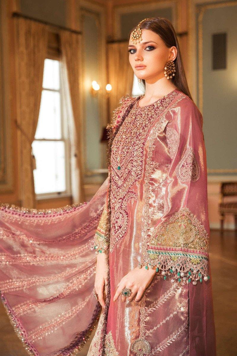 Restocked/Maria B Mbroidered Wedding Edition/Salmon Pink (BD-2008) - AWWALBOUTIQUE