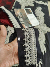 Maria B open pics Open Pic/Maria B Linen 22/DL-1004-Black and Maroon