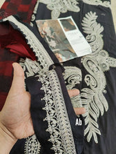 Maria B open pics Open Pic/Maria B Linen 22/DL-1004-Black and Maroon