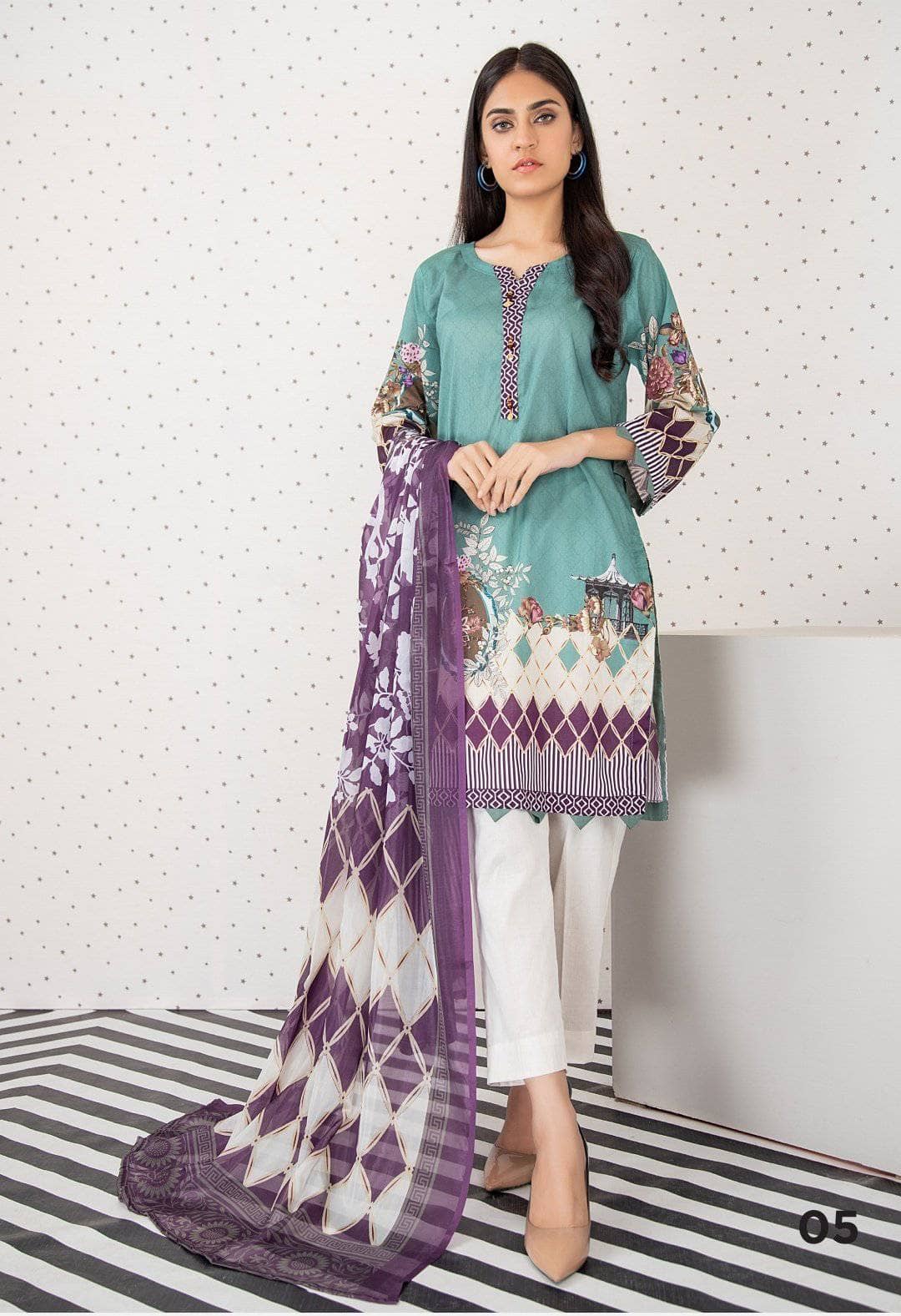 Orchid Lawn Pakistani Suit Orchid Printed Lawn with Silk Dupattaa