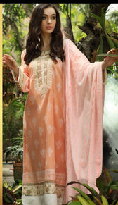 Qalam Putli Embroidered Lawn Collection|Peach