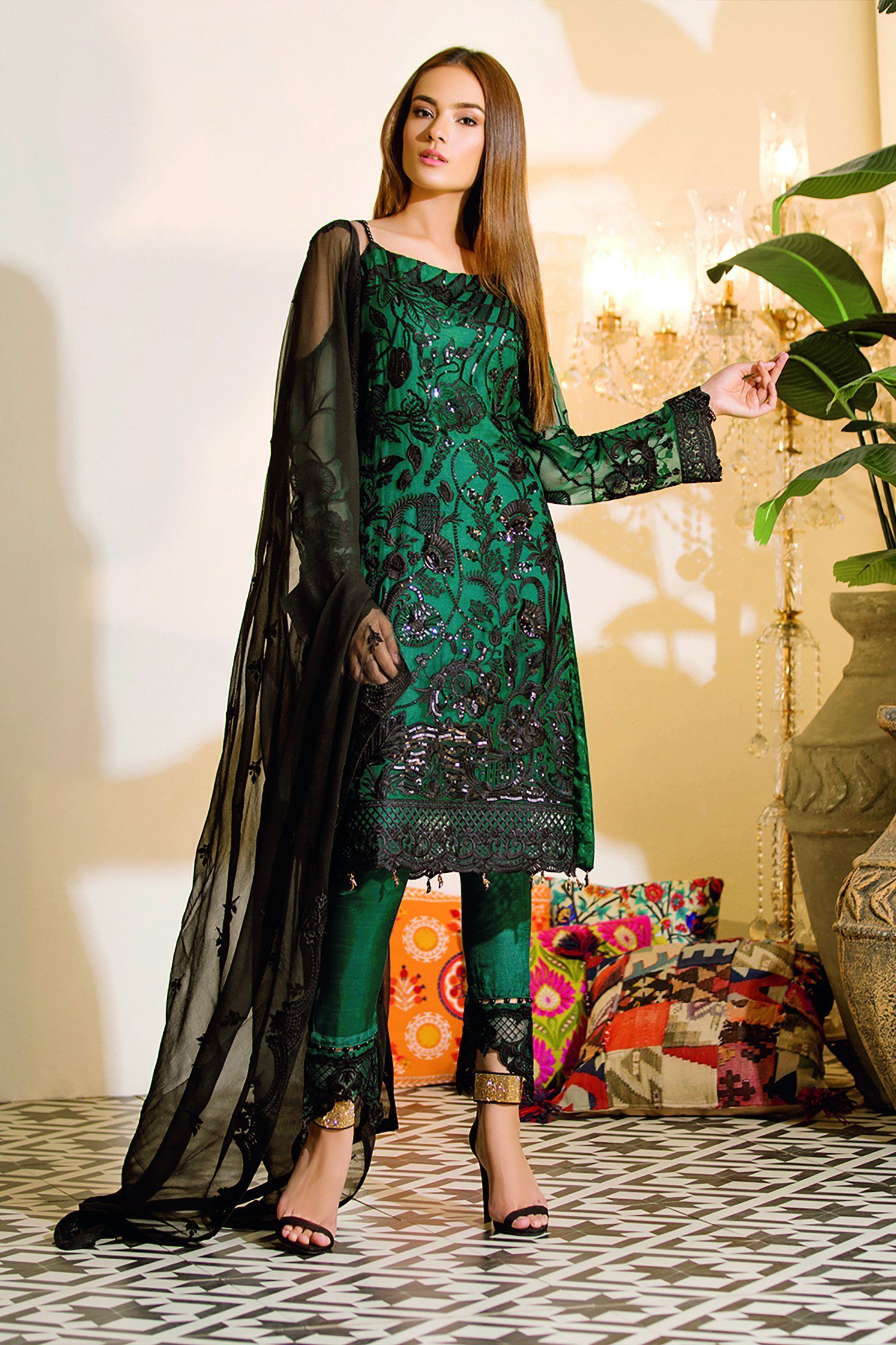 Restocked/Ramsha Chevron Chiffon Collection 2019 – A-101