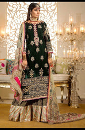 Restocked/Saadia Asad Embroidered Collection/NEMBD-D6/Bottle Green