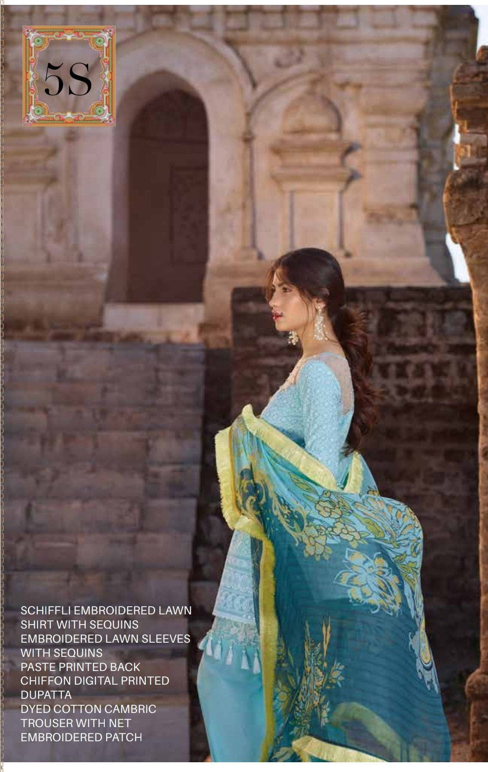 Sakura Lawn by Noor Textiles|Schiffly Embroidered|5S|Blue