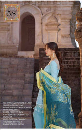 Sakura Lawn by Noor Textiles|Schiffly Embroidered|5S|Blue