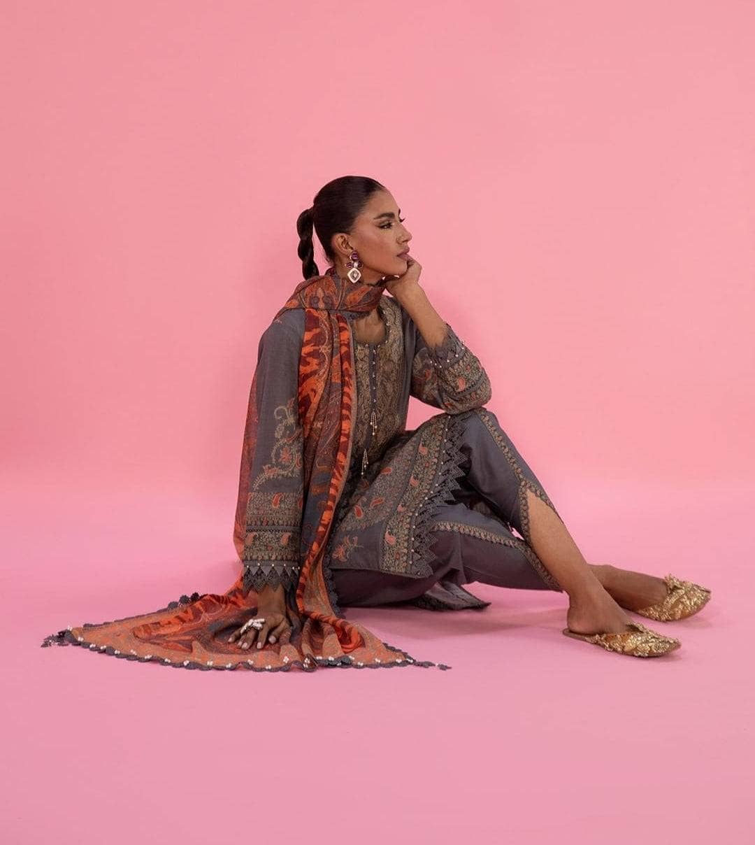 Mahay Lawn by Sana Safinaz/12 B/3 Pc/Shirt Dupatta Bottom