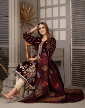 Restocked/Tawakkal Velvet Collection/Semi Stitched - AWWALBOUTIQUE